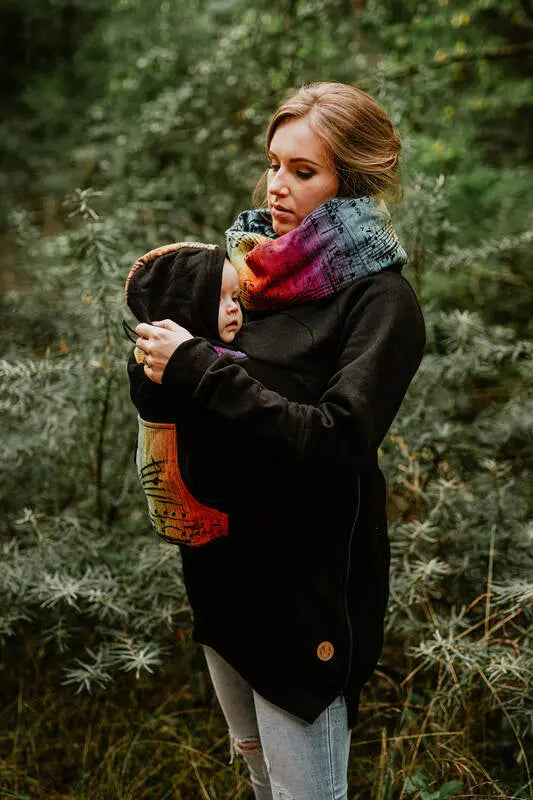 Babywearing Sweatshirt 3.0 - Black with Symphony Rainbow Dark - Woven Baby 3XL   babywearing_sweatshirts    #