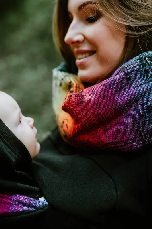 Babywearing Sweatshirt 3.0 - Black with Symphony Rainbow Dark - Woven Baby 3XL   babywearing_sweatshirts    #