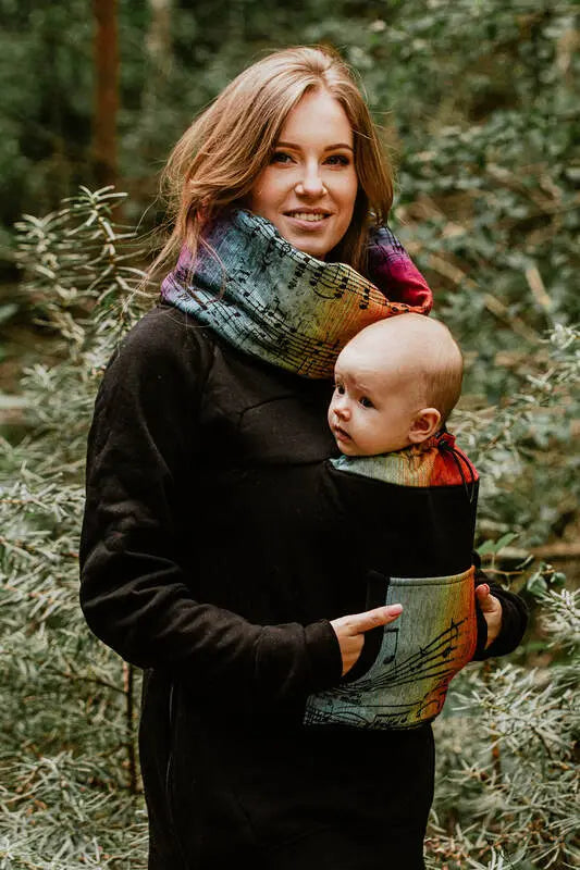 Babywearing Sweatshirt 3.0 - Black with Symphony Rainbow Dark - Woven Baby 3XL   babywearing_sweatshirts    #
