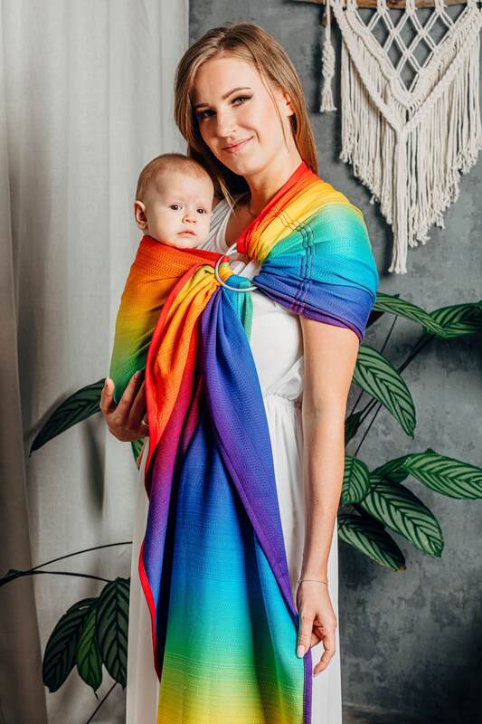 Ring Sling, Jacquard Weave (100% cotton), with gathered shoulder - RAINBOW BABY - standard 1.8m