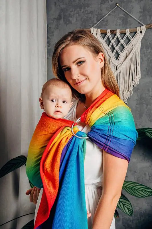 Ring Sling, Jacquard Weave (100% cotton), with gathered shoulder - RAINBOW BABY - standard 1.8m - Woven Baby Title - Default Title   ring_slings    #