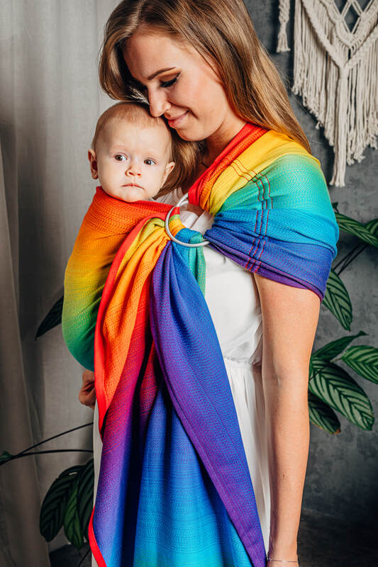 Ring Sling, Jacquard Weave (100% cotton), with gathered shoulder - RAINBOW BABY - standard 1.8m - Woven Baby    ring_slings    #