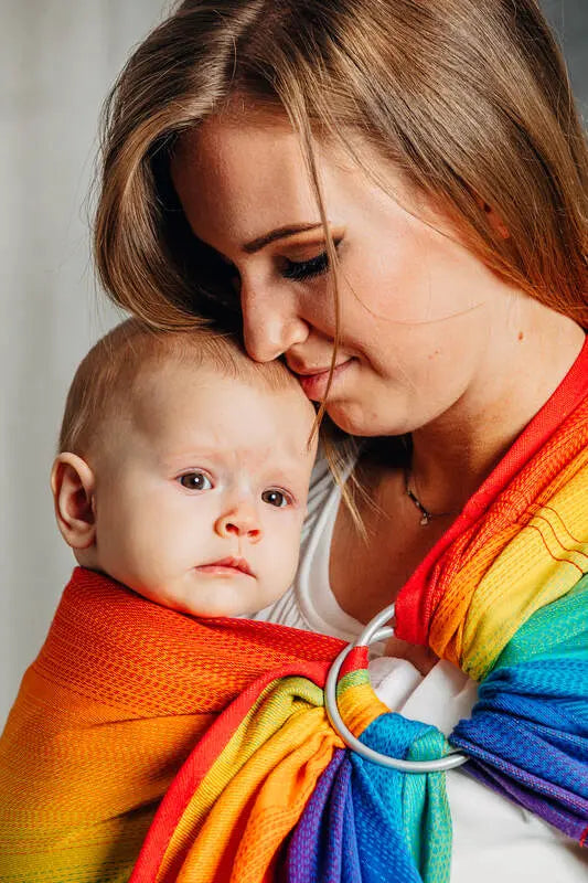 Ring Sling, Jacquard Weave (100% cotton), with gathered shoulder - RAINBOW BABY - standard 1.8m - Woven Baby Title - Default Title   ring_slings    #