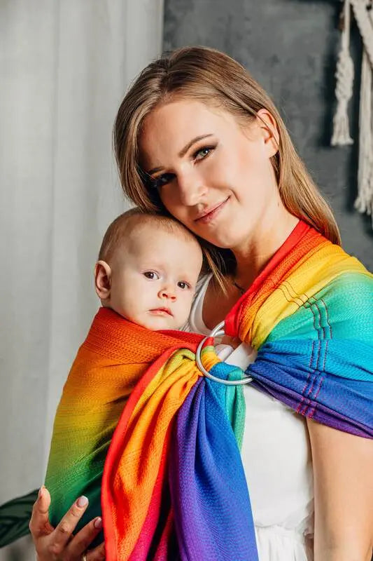 Ring Sling, Jacquard Weave (100% cotton), with gathered shoulder - RAINBOW BABY - standard 1.8m - Woven Baby Title - Default Title   ring_slings    #
