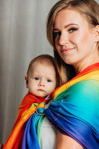 Ring Sling, Jacquard Weave (100% cotton), with gathered shoulder - RAINBOW BABY - standard 1.8m - Woven Baby    ring_slings    #