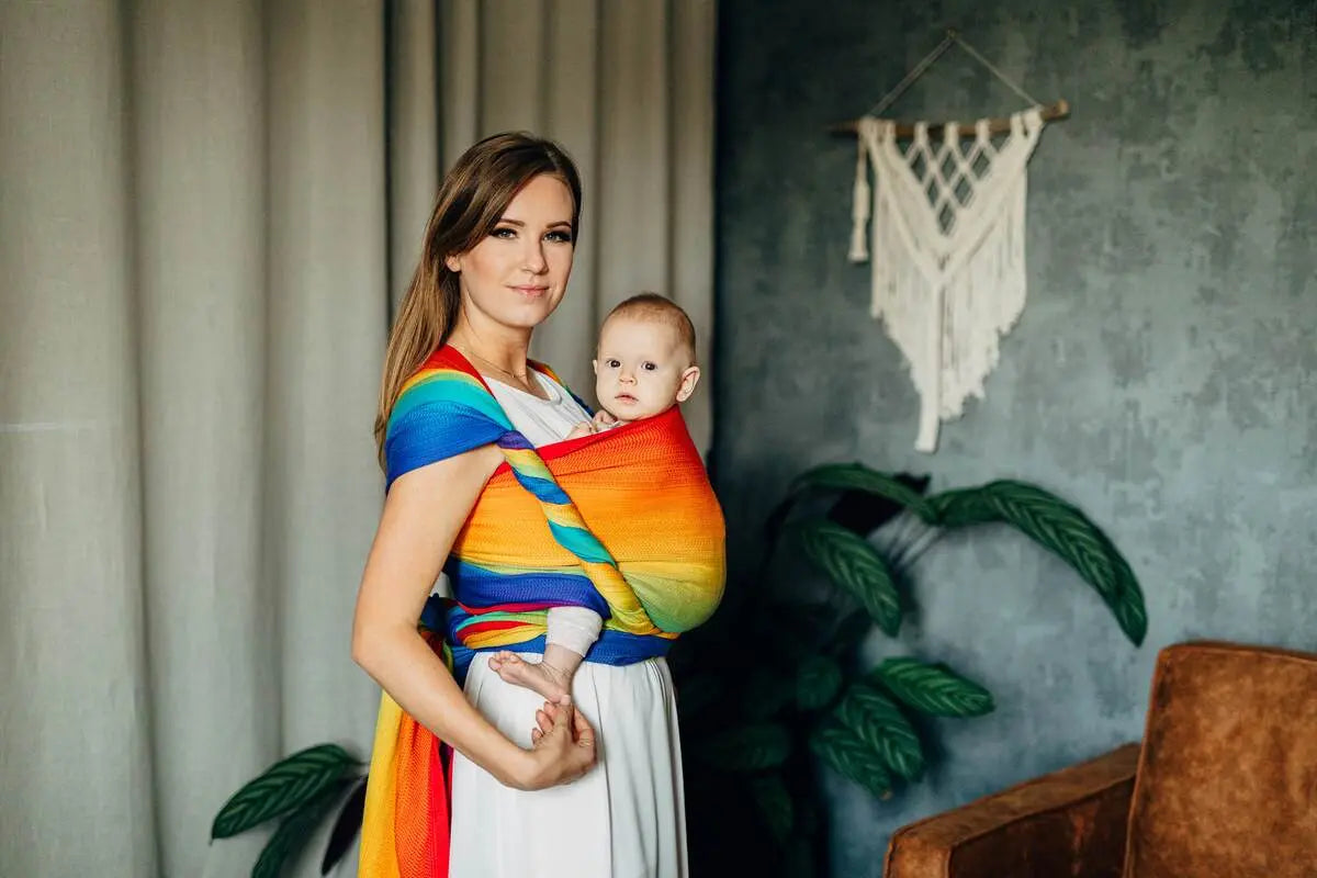 Baby Wrap, Jacquard Weave (100% cotton) - RAINBOW BABY (grade B) - Woven Baby Size - XS   long_woven_wraps    #