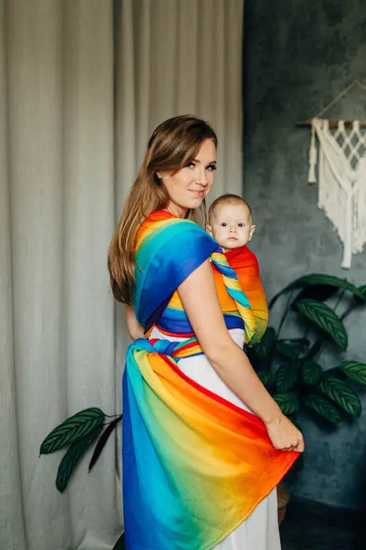 Baby Wrap, Jacquard Weave (100% cotton) - RAINBOW BABY (grade B) - Woven Baby Size - XS   long_woven_wraps    #