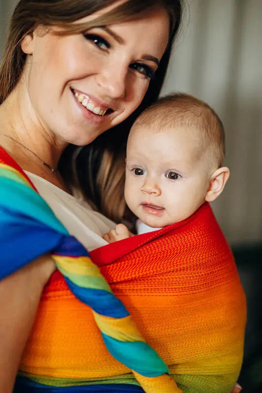 Baby Wrap, Jacquard Weave (100% cotton) - RAINBOW BABY (grade B) - Woven Baby Size - XS   long_woven_wraps    #