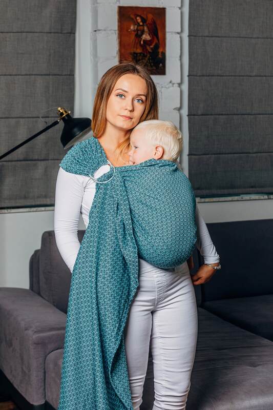 Ring Sling - LITTLE LOVE AMAZONITE - 100% Cotton - Jacquard Weave -  with gathered shoulder - standard 1.8m - Woven Baby    ring_slings    #