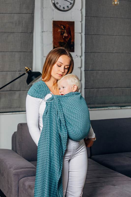 Ring Sling - LITTLE LOVE AMAZONITE - 100% Cotton - Jacquard Weave -  with gathered shoulder - standard 1.8m - Woven Baby    ring_slings    #