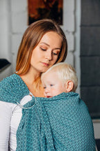 Ring Sling - LITTLE LOVE AMAZONITE - 100% Cotton - Jacquard Weave -  with gathered shoulder - standard 1.8m - Woven Baby    ring_slings    #