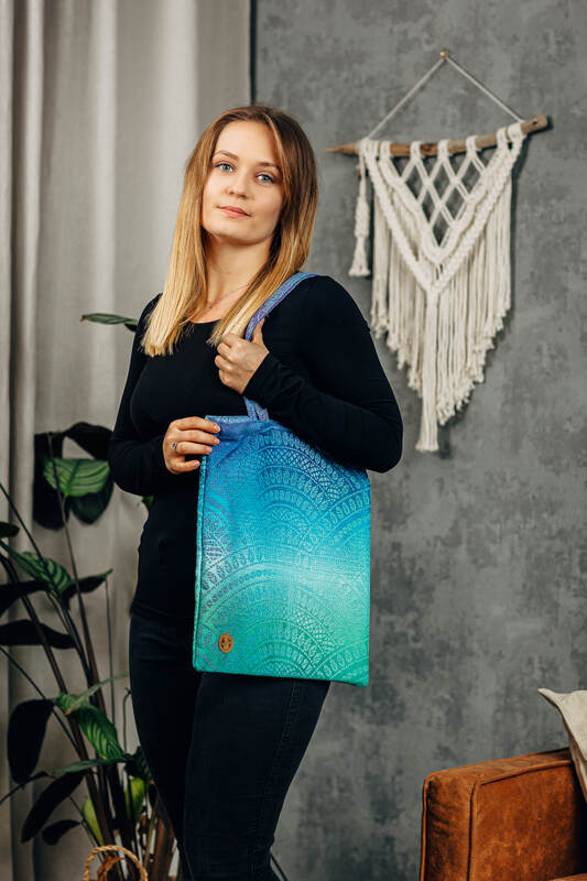 Shopping bag made of wrap fabric (100% cotton) - PEACOCK’S TAIL - FANTASY