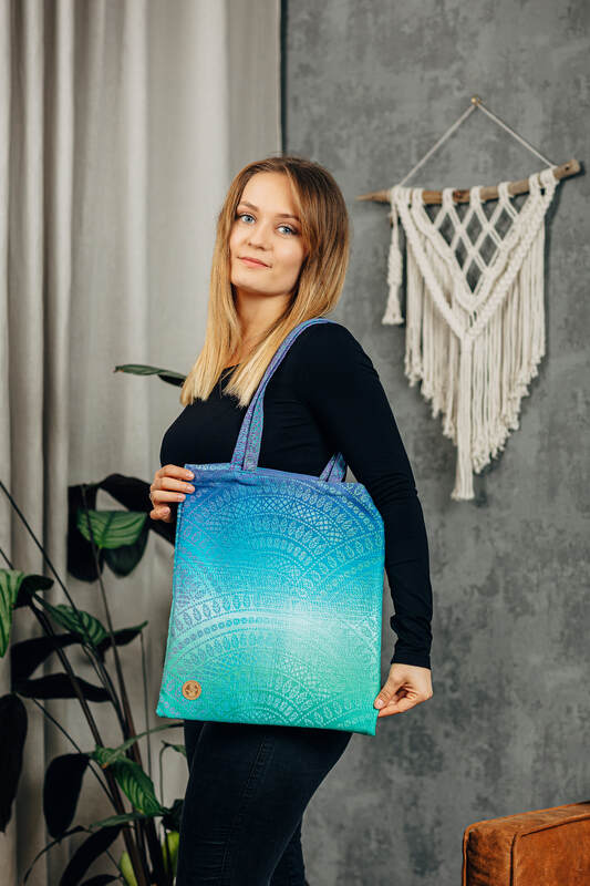 Shopping bag made of wrap fabric (100% cotton) - PEACOCK’S TAIL - FANTASY - Woven Baby Title - Default Title   all_bags    #