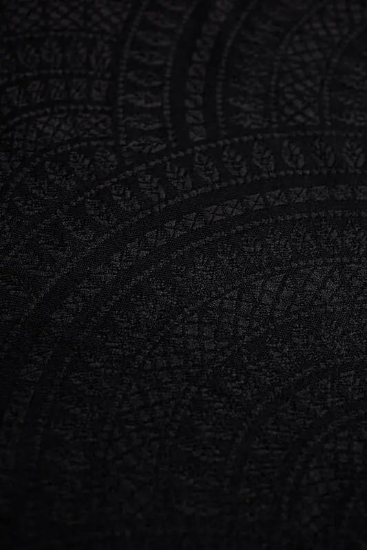 Ring Sling, Jacquard Weave (59% cotton, 41% merino wool), with gathered shoulder - PEACOCK'S TAIL - PITCH BLACK - standard 1.8m - Woven Baby    ring_slings    #