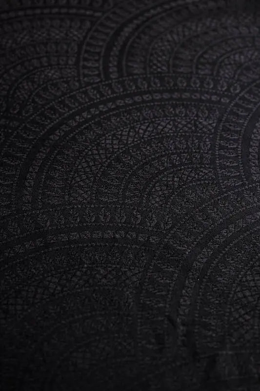 lennylamb Baby Wrap, Jacquard Weave (59% cotton, 41% merino wool) - PEACOCK'S TAIL - PITCH BLACK  long_woven_wraps  Woven Baby