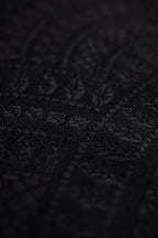 lennylamb Baby Wrap, Jacquard Weave (59% cotton, 41% merino wool) - PEACOCK'S TAIL - PITCH BLACK  long_woven_wraps  Woven Baby