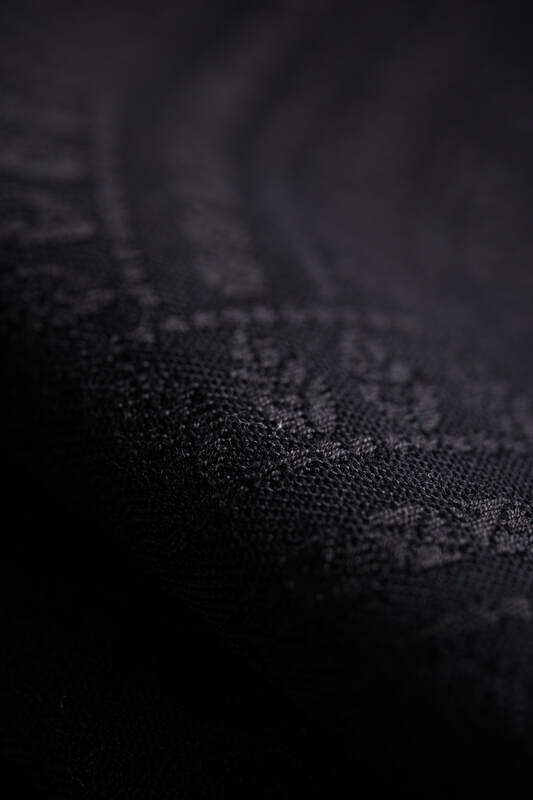 LennyHybrid Half Buckle Carrier, jacquard weave (59% cotton, 41% merino wool) - PEACOCK'S TAIL - PITCH BLACK - Woven Baby Preschool   lenny_hybrid    #
