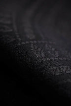 Ring Sling, Jacquard Weave (59% cotton, 41% merino wool), with gathered shoulder - PEACOCK'S TAIL - PITCH BLACK - standard 1.8m - Woven Baby    ring_slings    #