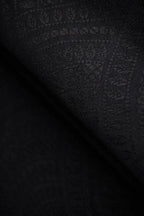 Baby Wrap, Jacquard Weave (59% cotton, 41% merino wool) - PEACOCK'S TAIL - PITCH BLACK - Woven Baby XS - 4   long_woven_wraps    #
