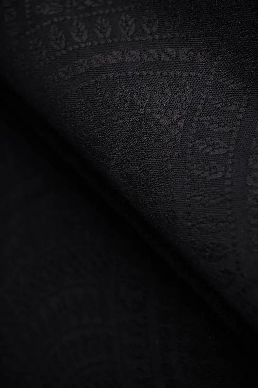 Baby Wrap, Jacquard Weave (59% cotton, 41% merino wool) - PEACOCK'S TAIL - PITCH BLACK - Woven Baby XS - 4   long_woven_wraps    #