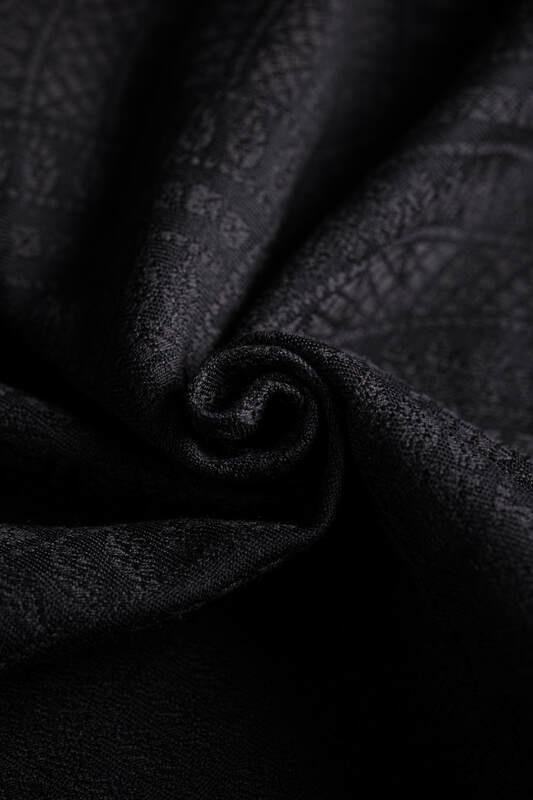 LennyHybrid Half Buckle Carrier, jacquard weave (59% cotton, 41% merino wool) - PEACOCK'S TAIL - PITCH BLACK - Woven Baby Preschool   lenny_hybrid    #