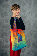 Shoulder bag made of wrap fabric (100% cotton) - RAINBOW LOTUS - standard size 37cmx37cm - Woven Baby    shoulder_bags    #