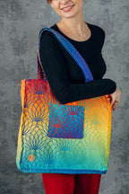Shoulder bag made of wrap fabric (100% cotton) - RAINBOW LOTUS - standard size 37cmx37cm - Woven Baby    shoulder_bags    #