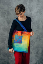 Shoulder bag made of wrap fabric (100% cotton) - RAINBOW LOTUS - standard size 37cmx37cm - Woven Baby    shoulder_bags    #