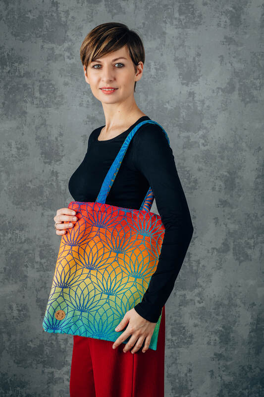 Shopping bag made of wrap fabric (100% cotton) - RAINBOW LOTUS