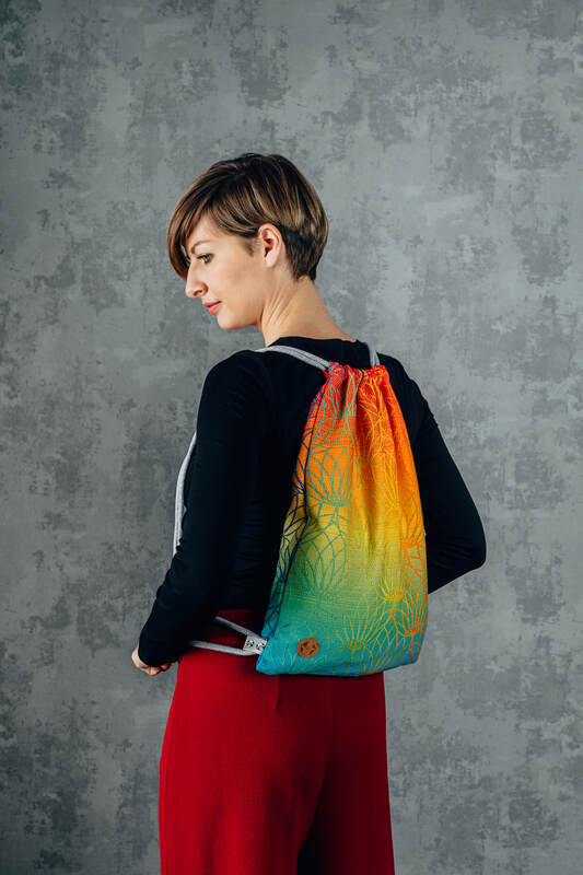 Sackpack made of wrap fabric (100% cotton) - RAINBOW LOTUS  - standard size 32cmx43cm - Woven Baby Title - Default Title   sackpacks    #