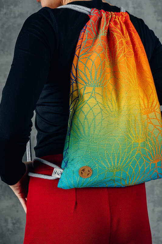 Sackpack made of wrap fabric (100% cotton) - RAINBOW LOTUS  - standard size 32cmx43cm - Woven Baby Title - Default Title   sackpacks    #