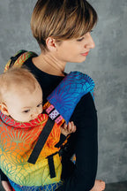 Drool Pads & Reach Straps Set, (60% cotton, 40% polyester) - RAINBOW LOTUS - Woven Baby    drool_pad    #