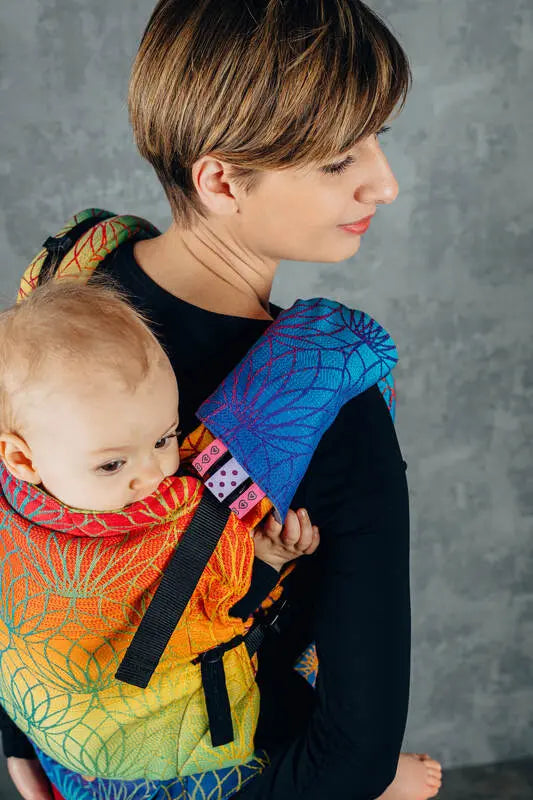 Drool Pads & Reach Straps Set, (60% cotton, 40% polyester) - RAINBOW LOTUS - Woven Baby Title - Default Title   drool_pad    #