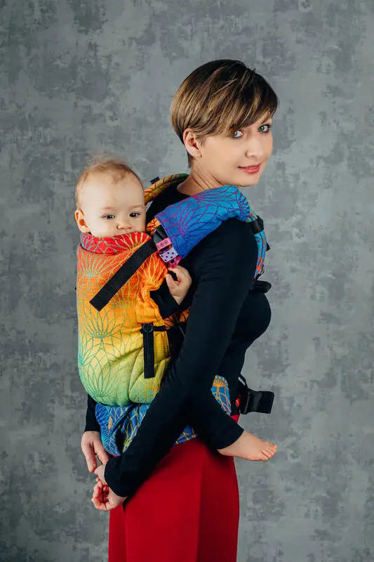 Drool Pads & Reach Straps Set, (60% cotton, 40% polyester) - RAINBOW LOTUS - Woven Baby Title - Default Title   drool_pad    #