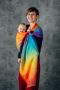 Ring Sling, Jacquard Weave (100% cotton), with gathered shoulder - RAINBOW LOTUS - standard 1.8m