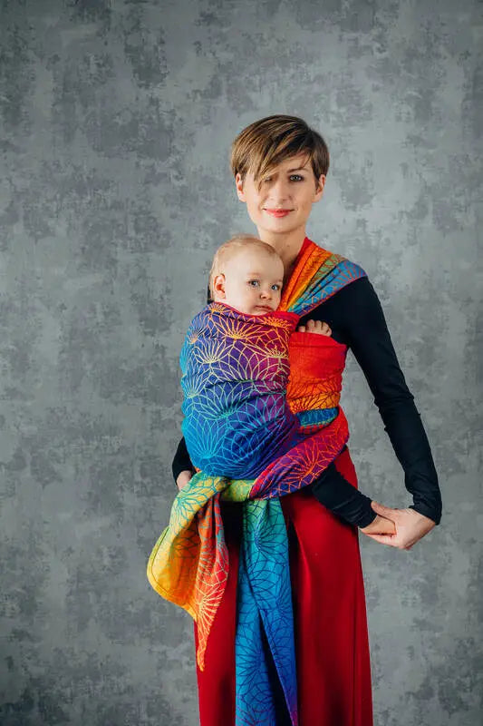 Baby Wrap, Jacquard Weave (100% cotton) - RAINBOW LOTUS - Woven Baby Size - L-Size - M-Size - S-Size - XL-Size - XS   long_woven_wraps    #