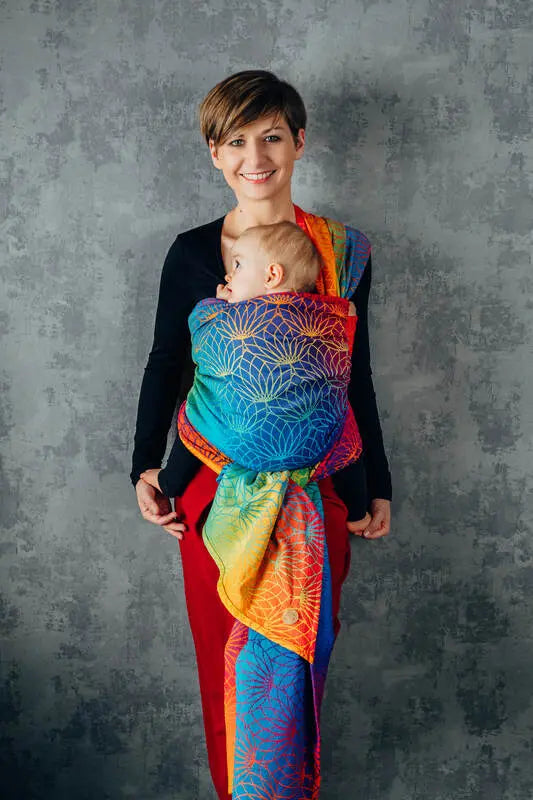 Baby Wrap, Jacquard Weave (100% cotton) - RAINBOW LOTUS - Woven Baby Size - L-Size - M-Size - S-Size - XL-Size - XS   long_woven_wraps    #