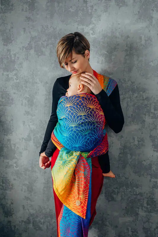 Baby Wrap, Jacquard Weave (100% cotton) - RAINBOW LOTUS (grade B) - Woven Baby M - 6   long_woven_wraps    #
