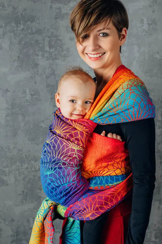 Baby Wrap, Jacquard Weave (100% cotton) - RAINBOW LOTUS - Woven Baby XS - 4   long_woven_wraps    #