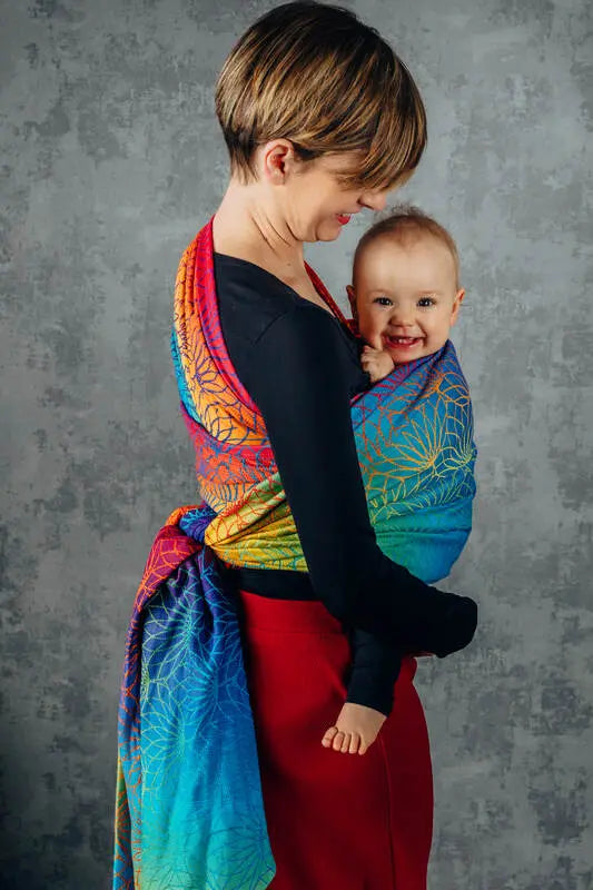 Baby Wrap, Jacquard Weave (100% cotton) - RAINBOW LOTUS - Woven Baby XS - 4   long_woven_wraps    #
