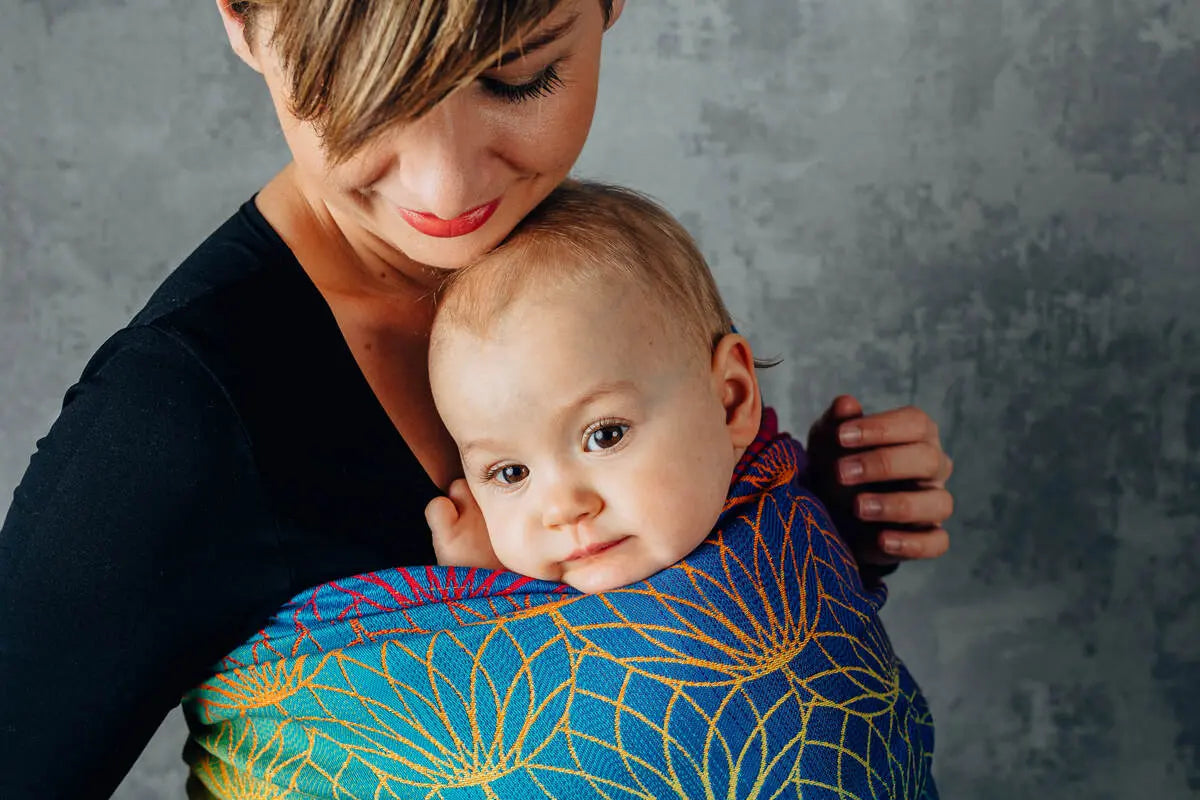 Baby Wrap, Jacquard Weave (100% cotton) - RAINBOW LOTUS - Woven Baby XS - 4   long_woven_wraps    #