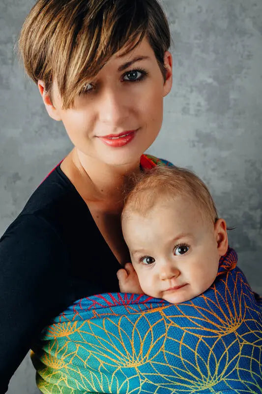 Baby Wrap, Jacquard Weave (100% cotton) - RAINBOW LOTUS (grade B) - Woven Baby M - 6   long_woven_wraps    #