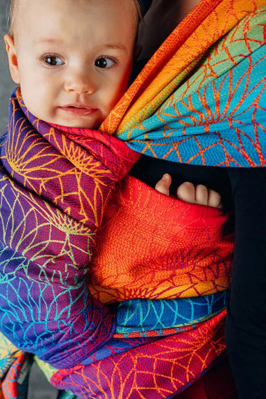 Baby Wrap, Jacquard Weave (100% cotton) - RAINBOW LOTUS - Woven Baby XS - 4   long_woven_wraps    #