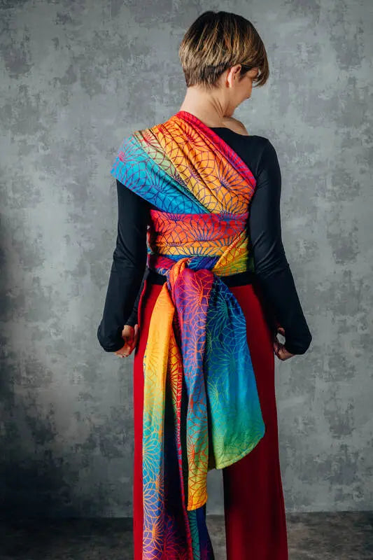 Baby Wrap, Jacquard Weave (100% cotton) - RAINBOW LOTUS - Woven Baby XS - 4   long_woven_wraps    #
