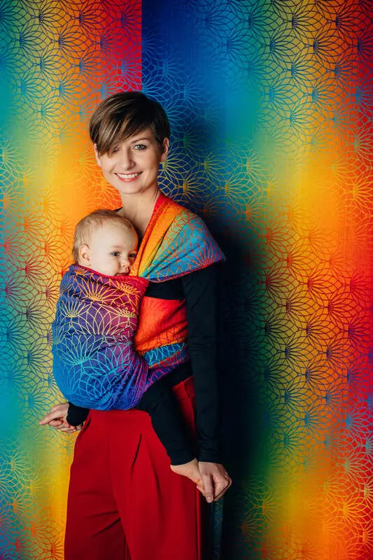 Baby Wrap, Jacquard Weave (100% cotton) - RAINBOW LOTUS - Woven Baby XS - 4   long_woven_wraps    #