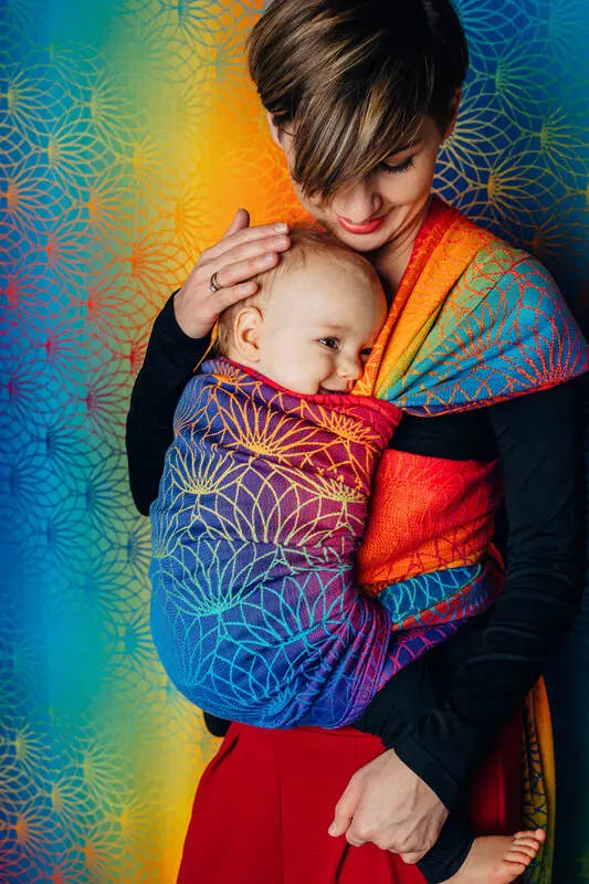 Baby Wrap, Jacquard Weave (100% cotton) - RAINBOW LOTUS - Woven Baby XS - 4   long_woven_wraps    #