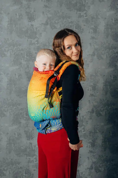 LennyPreschool Carrier, jacquard weave 100% cotton - RAINBOW LOTUS - Woven Baby Preschool   lenny_preschool    #