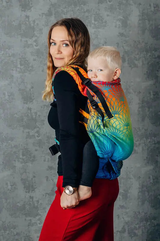 LennyPreschool Carrier, jacquard weave 100% cotton - RAINBOW LOTUS - Woven Baby Size - Preschool   lenny_preschool    #