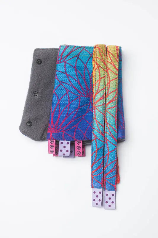 Drool Pads & Reach Straps Set, (60% cotton, 40% polyester) - RAINBOW LOTUS - Woven Baby Title - Default Title   drool_pad    #