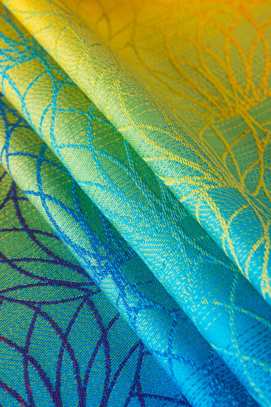 Ring Sling, Jacquard Weave (100% cotton), with gathered shoulder - RAINBOW LOTUS - standard 1.8m - Woven Baby    ring_slings    #